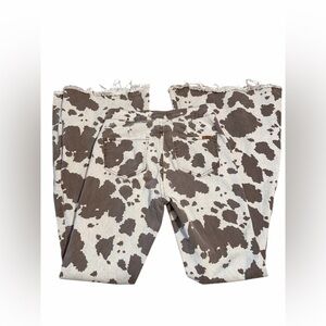 Rock & Roll Denim Cow Print Bell Bottom Jeans 27x34 Western Flare Pants